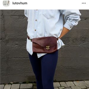 Uphill designs handmade leather crossbody or hip/Fanny pack, brown